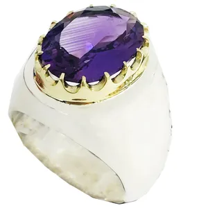 انگشتر نقره مردانه مدل فیلی پنبه ای آمتیست