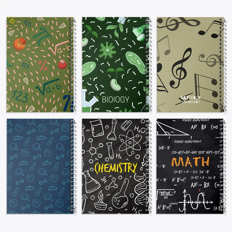 دفتر مشق 50 برگ خندالو طرح ریاضی و شیمی و ورزشی کد 194 مجموعه 6 عددی