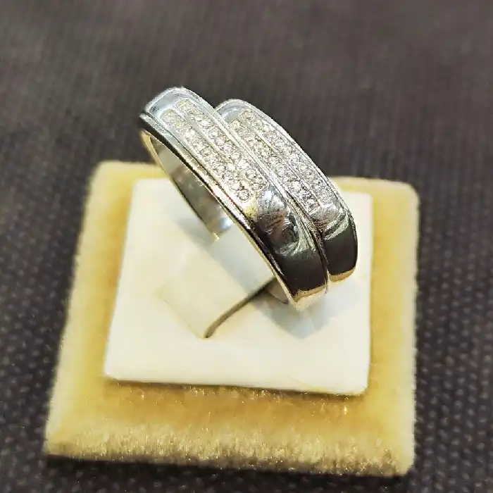 ست انگشتر نقره زنانه و مردانه مدل سنگ مارکازیت کد 25