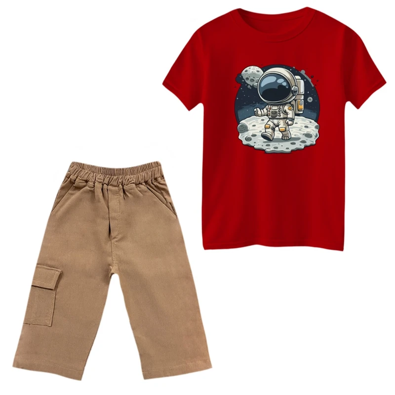 ست تی‌شرت و شلوارک پسرانه مدل فضانورد