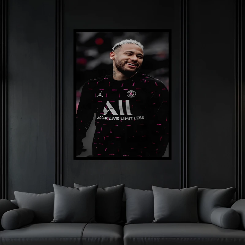 تابلو بکلیت طرح ورزشی بازیکن فوتبال نیمار مدل B-bu7527 فریم مشکی