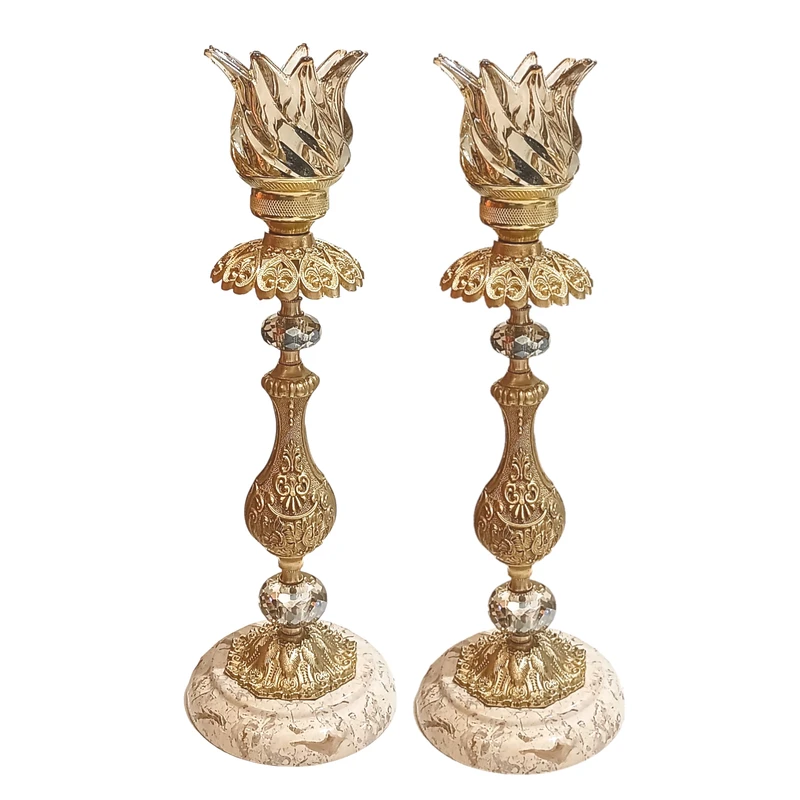 شمعدان برنجی مدل امپراتور کد S-4283 بسته دو عددی 