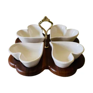 اردو خوری طرح قلب چوبی مجموعه 5 عددی