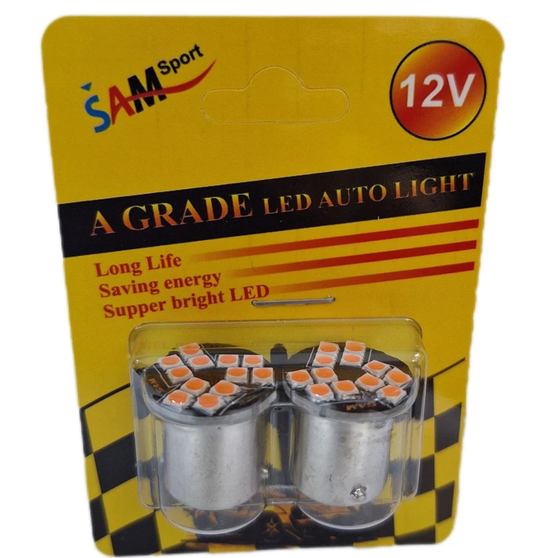 لامپ خودرو سام مدل فندقی 12 پاور pink پایه تک کنتاکت بسته دو عددی