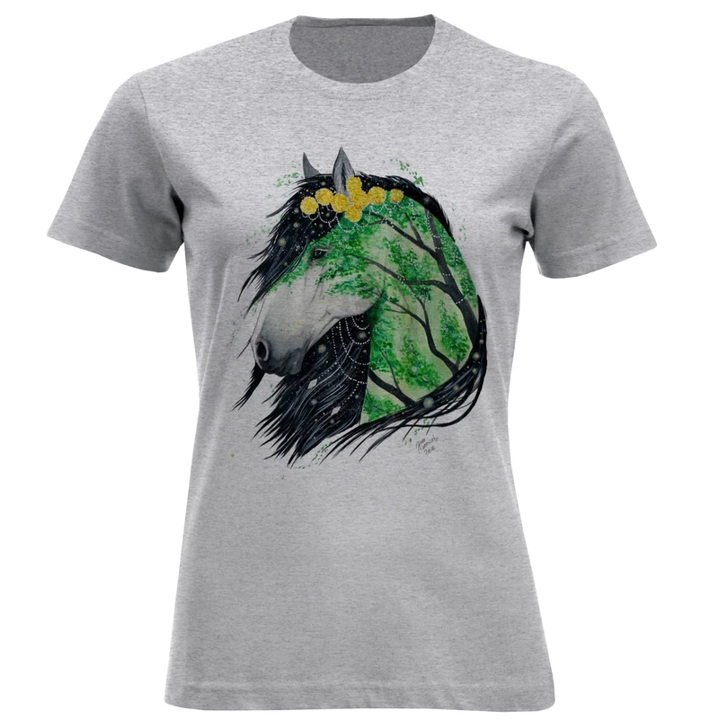 تیشرت آستین کوتاه زنانه طرح اسب کد W183