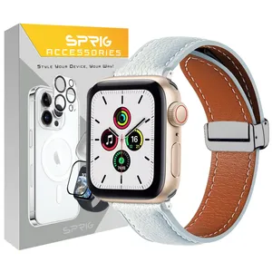 Sprig Magnetic Leather band suitable for Apple Watch 7/8/9 size 45mm