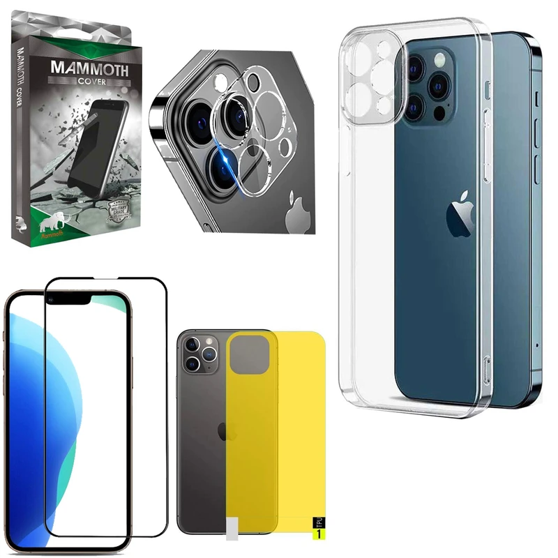 کاور ماموت مدل M-BNDL-TP0 مناسب برای گوشی موبایل اپل Iphone 13 Pro Max به همراه محافظ صفحه نمایش و محافظ پشت گوشی و محافظ لنز دوربین