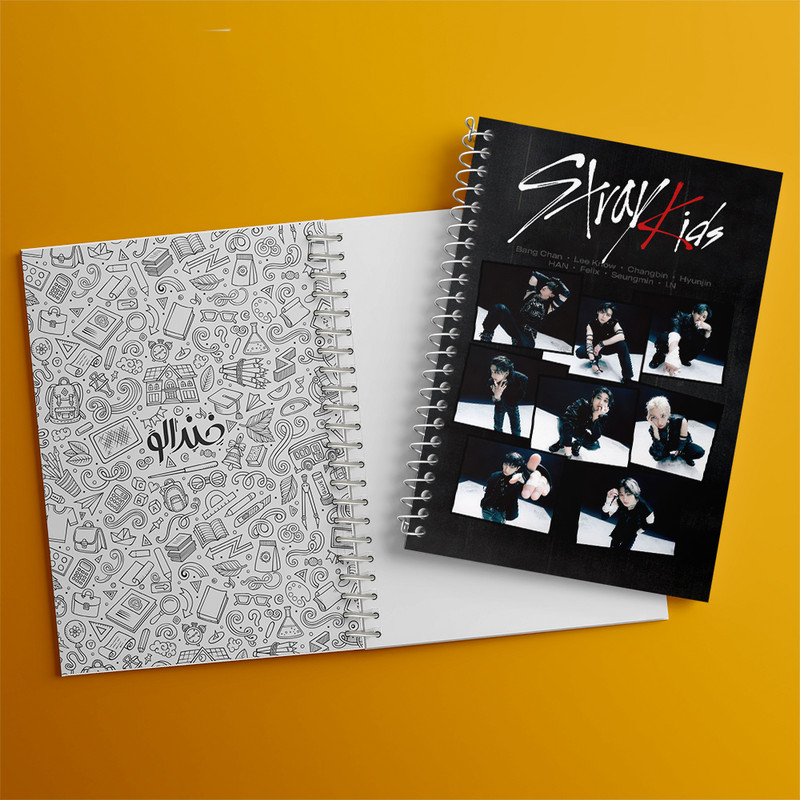 دفتر زبان 50 برگ خندالو مدل دو خط طرح استری کیدز (Stray Kids) کد F5565