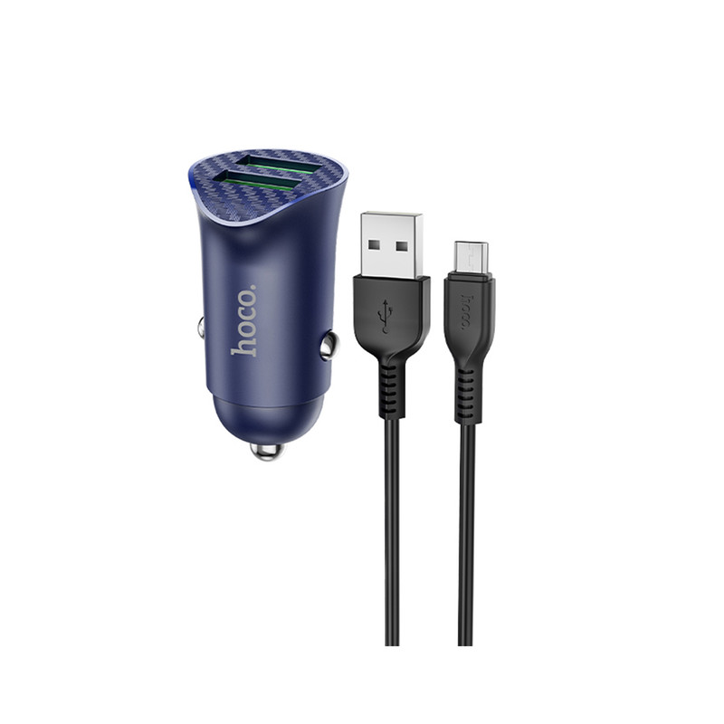 شارژر فندکی هوکو مدل Z39 QC3.0 18W به همراه کابل تبدیل MICROUSB