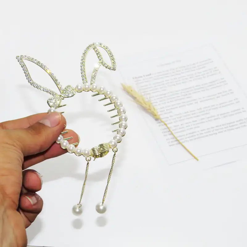 گیره مو زنانه مدل آبشاری خرگوشی کد G_Lnd_3146