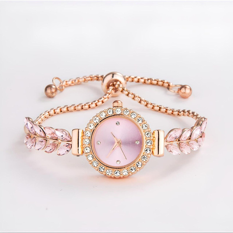 ساعت مچی عقربه ای زنانه مدل نگینی بند کرواتی02 ساعت مچی عقربه ای زنانه مدل نگینی بند کرواتی02