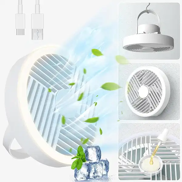 پنکه رومیزی شارژی مدل ال ای دی دار کد RY-2301