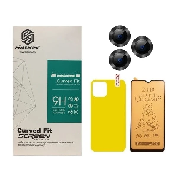 محافظ صفحه نمایش سرامیکی مات مدل 2CRN مناسب برای گوشی موبایل اپل iPhone 12 pro max به همراه محافظ پشت گوشی و محافظ لنز دوربین