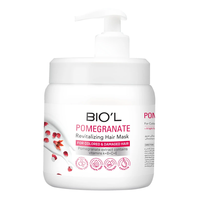 ماسک مو بیول مدل Pomegranate مناسب برای موی رنگ شده حجم 800 میلی لیتر
