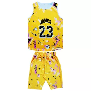 ست تاپ و شلوارک ورزشی مردانه مدل JAMES 23 کد LJ23 رنگ زرد