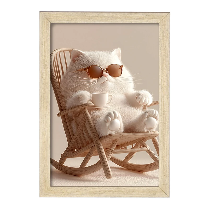 تابلو خندالو مدل گربه سفید چاق کدF10724