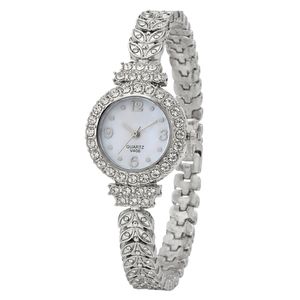 ساعت مچی عقربه‌ای کوارتز زنانه مدل لوکس بند تراش قاب دور نگین کد 1