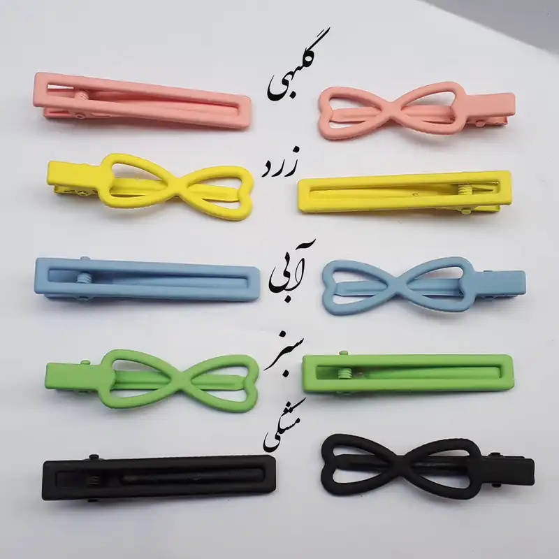 گیره مو زنانه مدل پاپیون و مستطیل انبری مات پاستیلی بسته 2 عددی