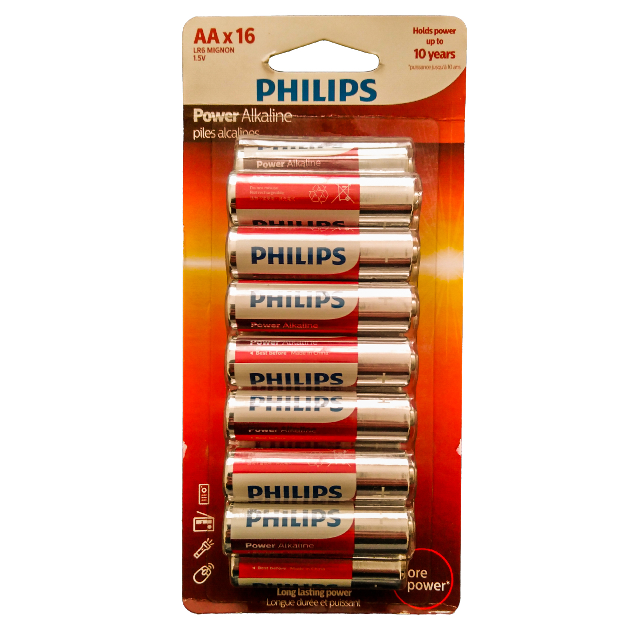 باتری قلمی فیلیپس مدل  power alkaline بسته شانزده عددی