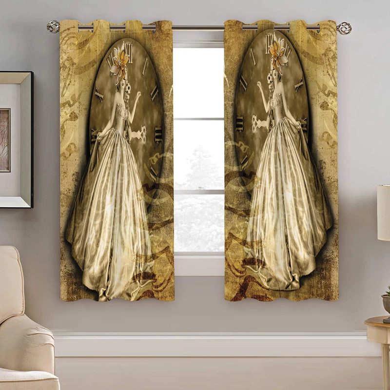 پرده نیروانا طرح ساعت فانتزی مدل مخمل کد 5176 سایز 140×200 سانتی متر