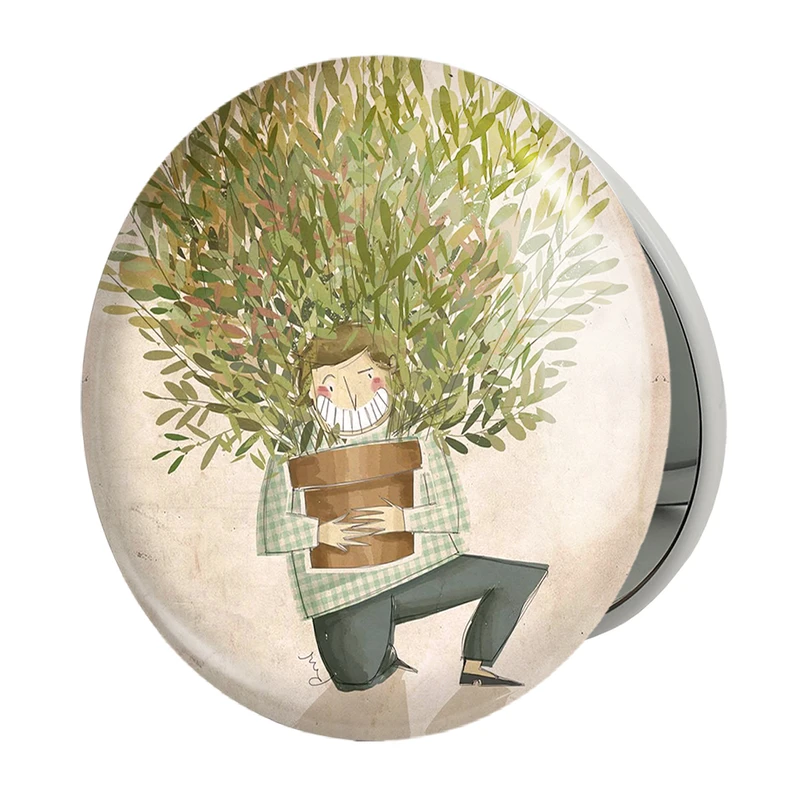 آینه جیبی خندالو طرح گلدان مدل تاشو کد 5410 