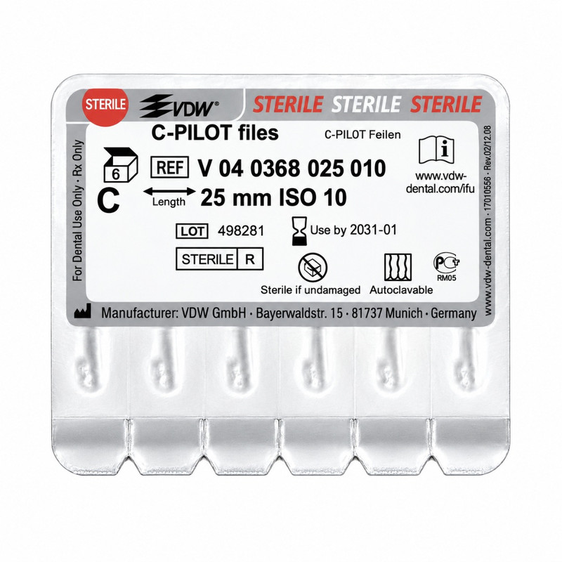 سی فایل دندانپزشکی وی دی دبلیو مدل 25MM 10 بسته ۶عددی