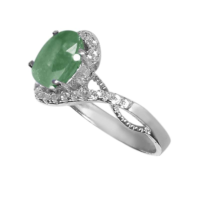 انگشتر نقره زنانه نقره جات لطفی مدل زمرد کد ANZR01E04