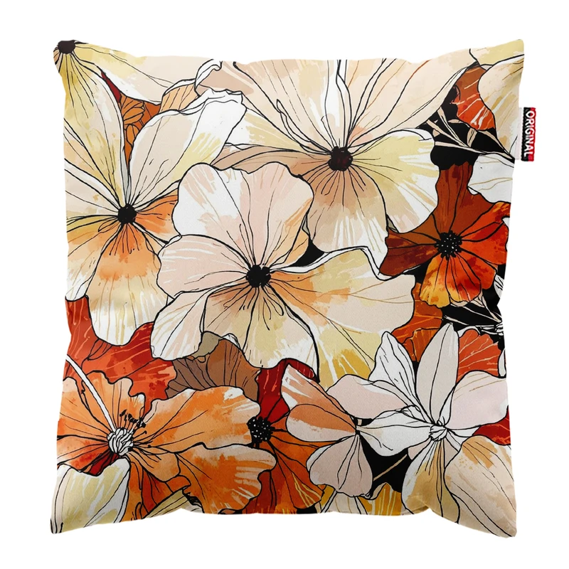 کوسن پاد آفرین مدل فانتزی طرح گل و برگ کد PK401907 سایز 40*40 سانتی متر