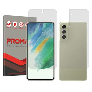 Promate Resistant model transparent screen protector suitable for Samsung Galaxy S21 FE 5G mobile phone along with the back protector