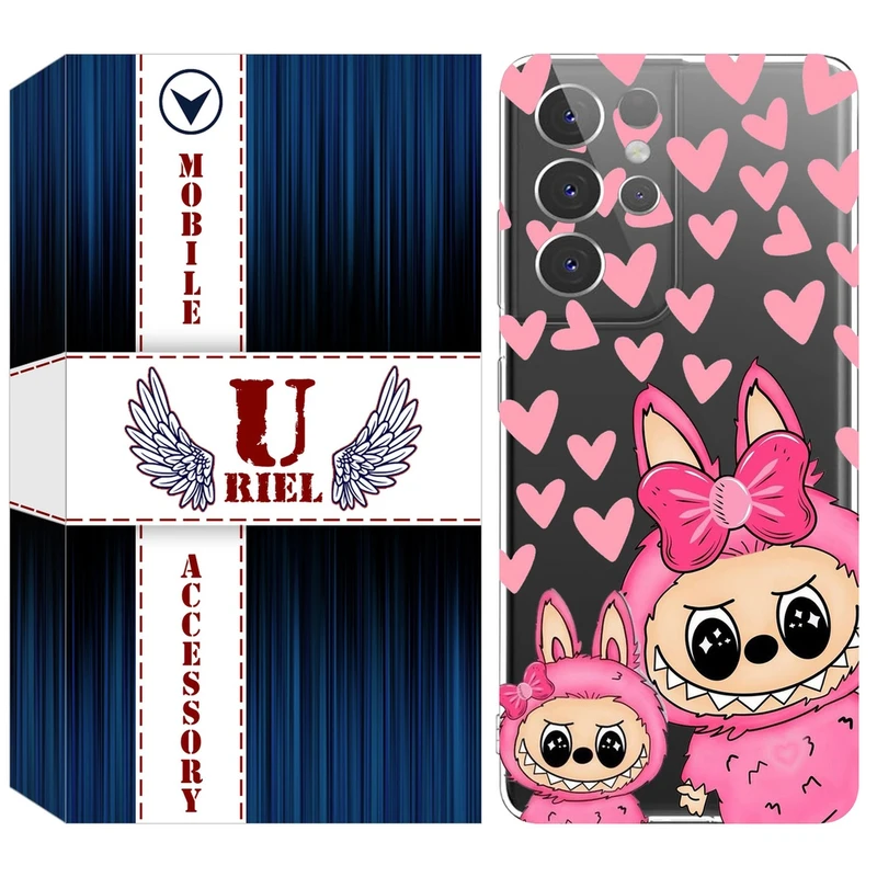 کاور یوریل مدل Clear کد 105 طرح لبوبو Labubu مناسب برای گوشی موبایل سامسونگ Galaxy S21 Ultra