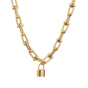 گردنبند زنانه مدل قفل و زنجیر