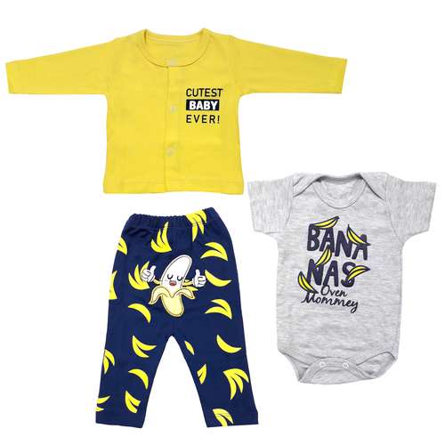 ست 3 تکه لباس نوزادی مدل موز کد 3445