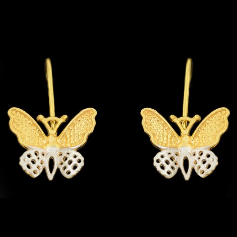 گوشواره طلا 18 عیار زنانه دوست خوب مدل پروانه کد dk608