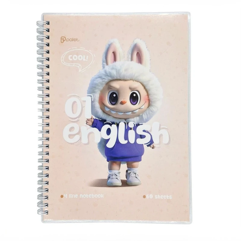 دفتر زبان ۶۰ برگ پالت طرح لبوبو سیمی گلاسه