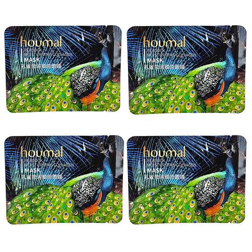 ماسک صورت هومال مدل کلاژن ساز طاووس وزن 25 گرم بسته 4 عددی