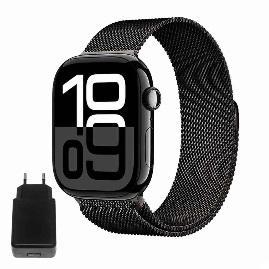 ساعت هوشمند 46 میلی متری ورنا مدل T46 Pro max با بند فلزی به همراه 2 بند اضافه و شارژر