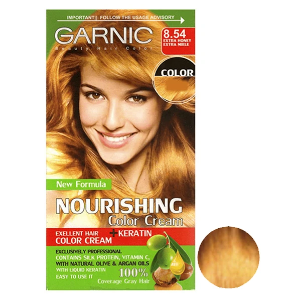  کیت رنگ مو گارنیک شماره 8.54 حجم 80 میلی لیتر رنگ عسلی روشن