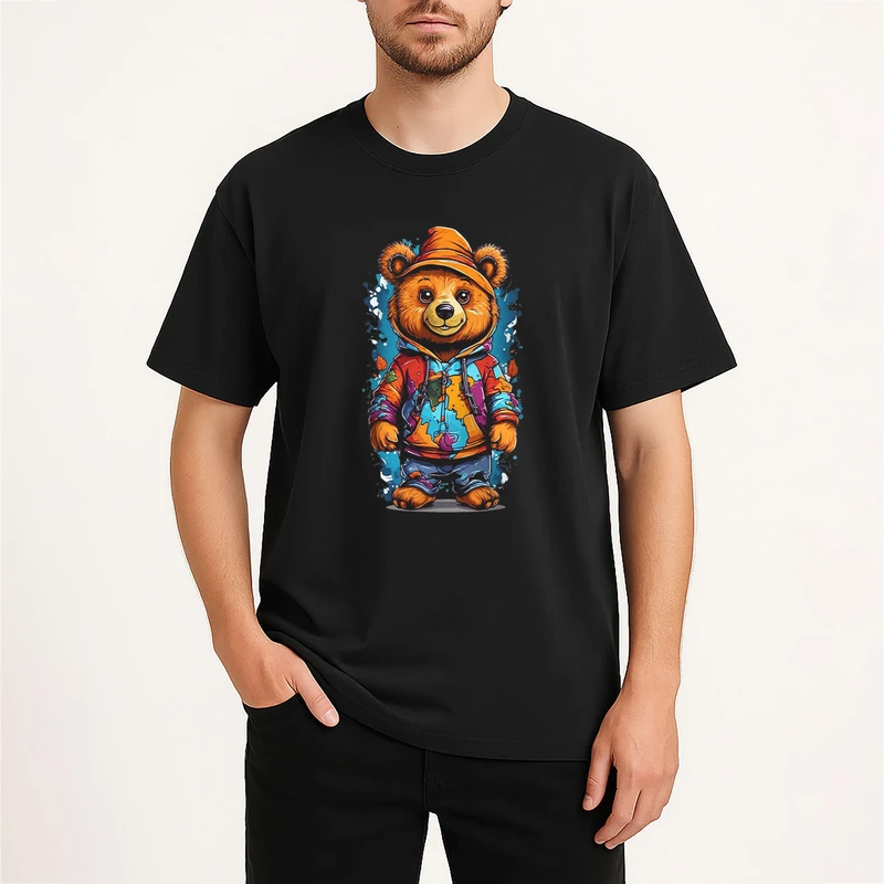 تی‌شرت آستین کوتاه مردانه پاد آفرین مدل PT440 رنگ مشکی