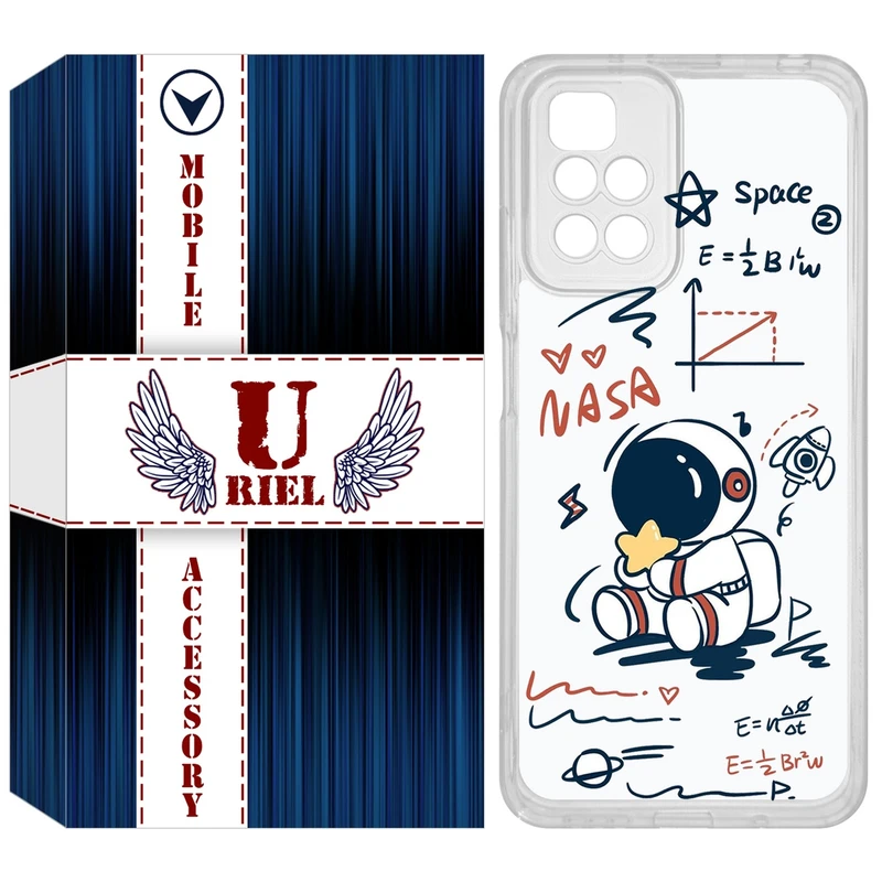 کاور یوریل مدل Clear کد 1 طرح فضانورد مناسب برای گوشی موبایل شیائومی Redmi 10 / 10 Prime