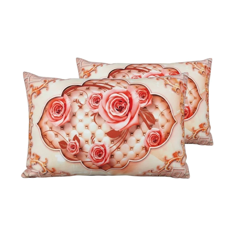 رو بالشی مدل مخمل نرم طرح گل سه بعدی سایز 50*70 سانتی متر بسته دو عددی