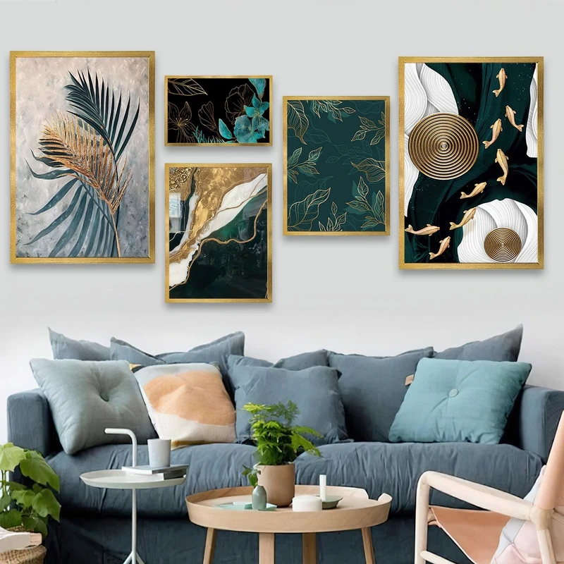 تابلو بکلیت طرح نقاشی مدرن مدل شاین اکلیلی T-738 مجموعه 5 عددی