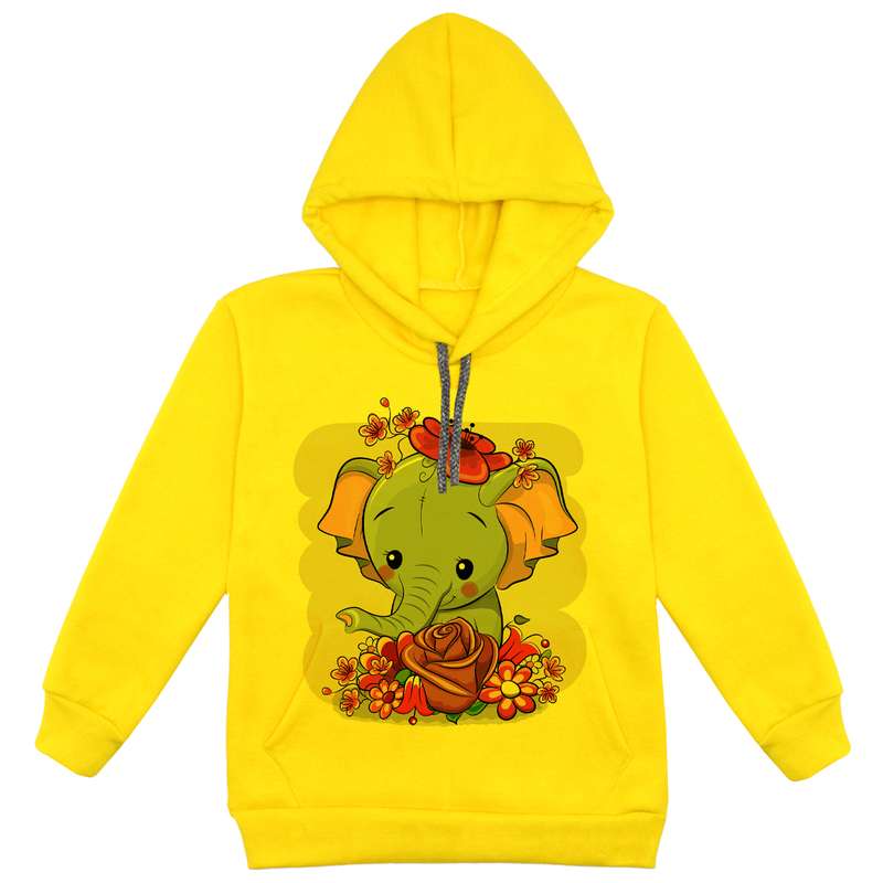 هودی دخترانه مدل فیل F21 رنگ زرد