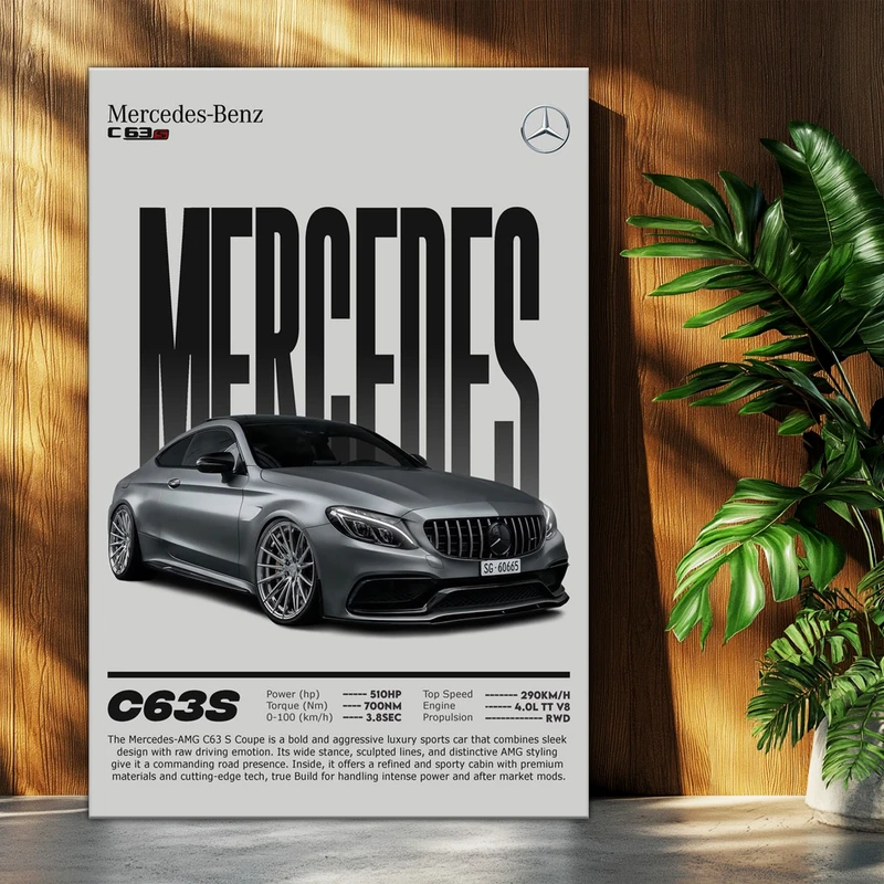 تابلو شاسی بکلیت طرح ماشین و خودرو مرسدس بنز Mercedes-Benz AMG C63 S مدل T-po1731