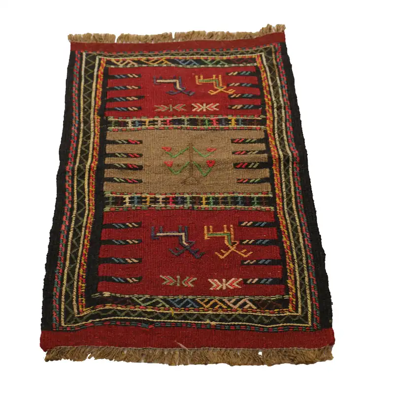 گلیم دستبافت نیم متری مدل سفره کردی کد 40108130