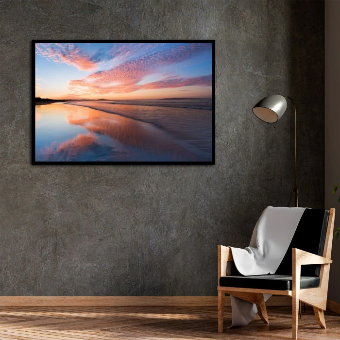 تابلو نوری بکلیت طرح منظره ساحل دریا مدل B-D2060 فریم مشکی