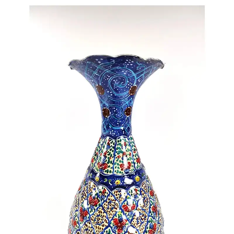 گلدان میناکاری مسی مدل اسلیمی کد SH20 بسته 2 عددی