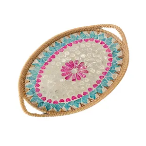 سینی دسته دار مدل کف صدفی طرح حوض کد ۰۲ سایز ۲۹*۲۲ سانتی متر