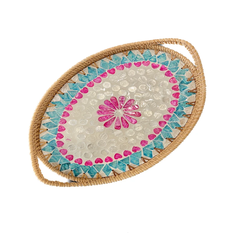 سینی دسته دار مدل کف صدفی طرح حوض کد ۰۲ سایز ۲۹*۲۲ سانتی متر