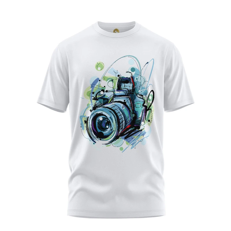 تی شرت آستین کوتاه زنانه هومرو مدل TW386 طرح دوربین عکاسی