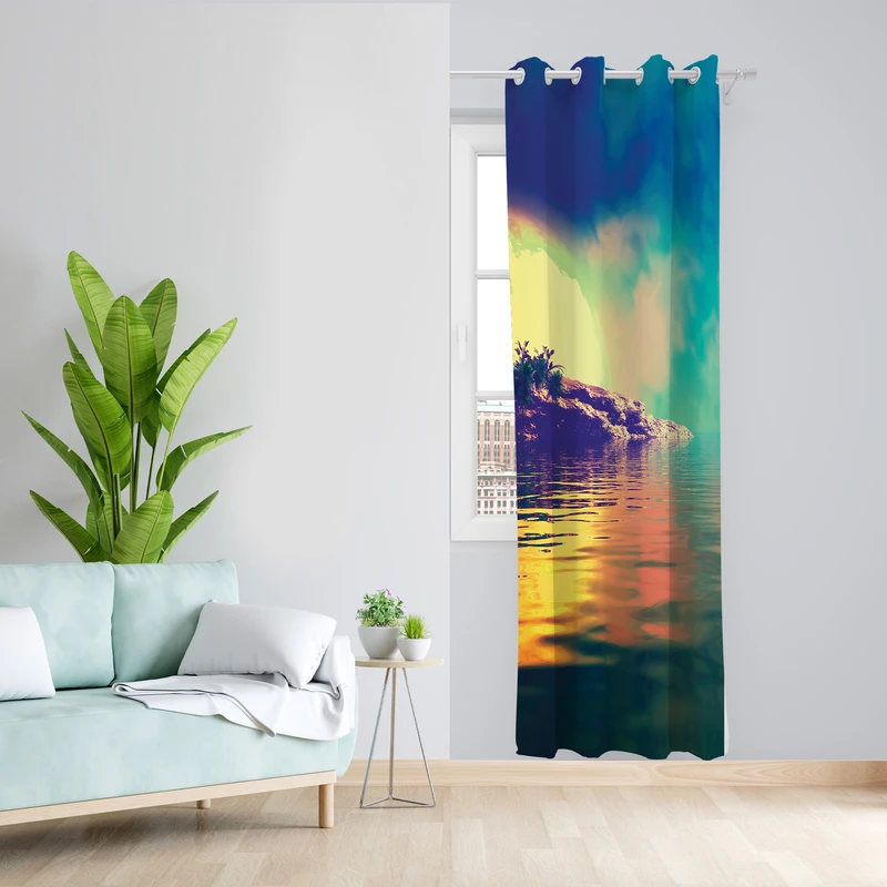 پرده طرح جزیره مدل مخمل پانچی کد 2525 z سایز 140x200 سانتی متر